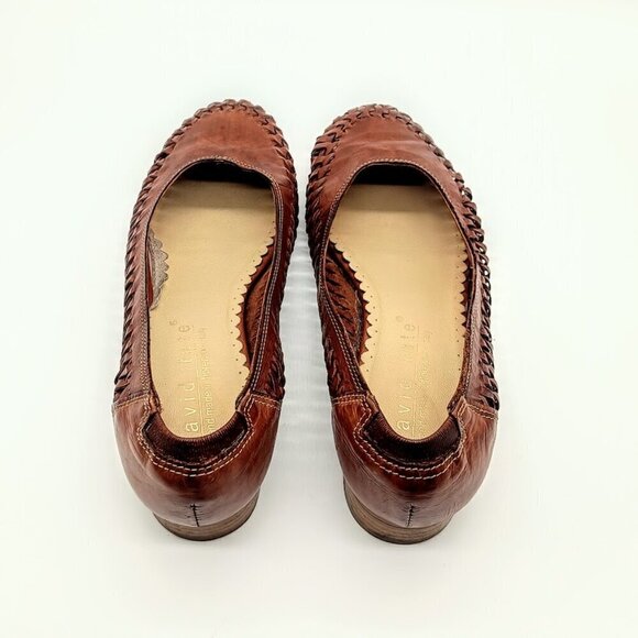 David Tate Handmade Pisa Cognac Italian Leather Woven Flats 8M - Picture 4 of 10